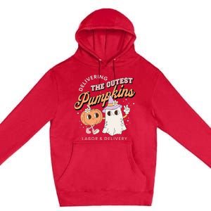 Delivering The Cutest Pumpkins Labor & Delivery Halloween Premium Pullover Hoodie