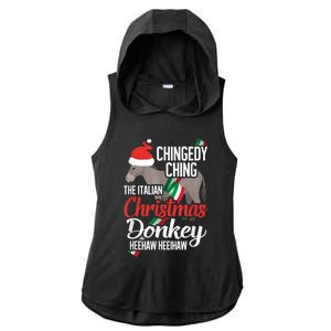 Dominick The Christmas Donkey Italian Christmas Donkey Ladies PosiCharge Tri-Blend Wicking Draft Hoodie Tank