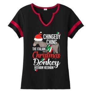 Dominick The Christmas Donkey Italian Christmas Donkey Ladies Halftime Notch Neck Tee