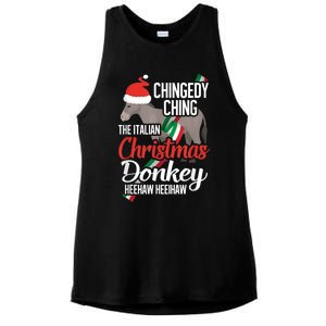 Dominick The Christmas Donkey Italian Christmas Donkey Ladies PosiCharge Tri-Blend Wicking Tank