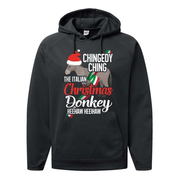 Dominick The Christmas Donkey Italian Christmas Donkey Performance Fleece Hoodie