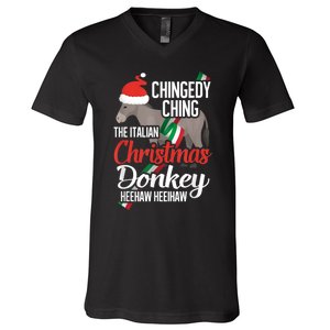 Dominick The Christmas Donkey Italian Christmas Donkey V-Neck T-Shirt