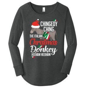 Dominick The Christmas Donkey Italian Christmas Donkey Women's Perfect Tri Tunic Long Sleeve Shirt