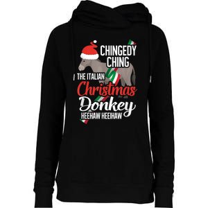 Dominick The Christmas Donkey Italian Christmas Donkey Womens Funnel Neck Pullover Hood