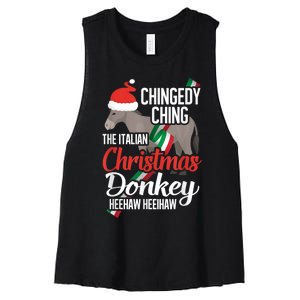 Dominick The Christmas Donkey Italian Christmas Donkey Women's Racerback Cropped Tank