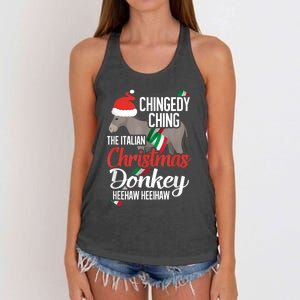 Dominick The Christmas Donkey Italian Christmas Donkey Women's Knotted Racerback Tank