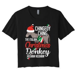 Dominick The Christmas Donkey Italian Christmas Donkey Women's Crop Top Tee