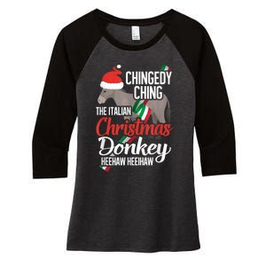 Dominick The Christmas Donkey Italian Christmas Donkey Women's Tri-Blend 3/4-Sleeve Raglan Shirt