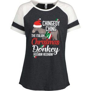 Dominick The Christmas Donkey Italian Christmas Donkey Enza Ladies Jersey Colorblock Tee