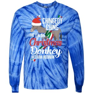 Dominick The Christmas Donkey Italian Christmas Donkey Cool Gift Tie-Dye Long Sleeve Shirt