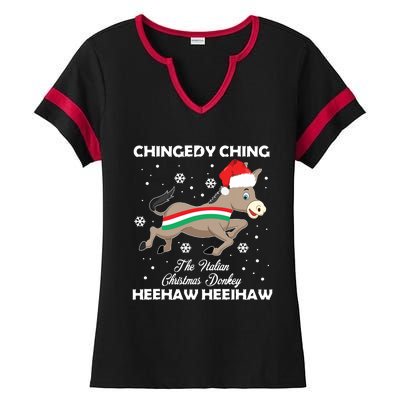 Dominick The Christmas Donkey Italian Donkey Ladies Halftime Notch Neck Tee