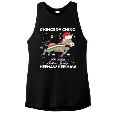 Dominick The Christmas Donkey Italian Donkey Ladies PosiCharge Tri-Blend Wicking Tank