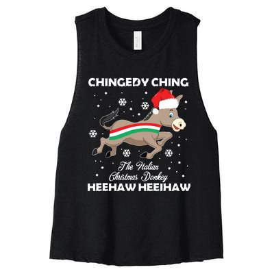 Dominick The Christmas Donkey Italian Donkey Women's Racerback Cropped Tank