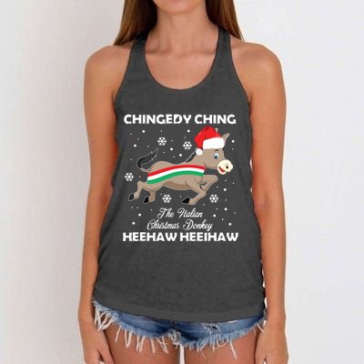 Dominick The Christmas Donkey Italian Donkey Women's Knotted Racerback Tank