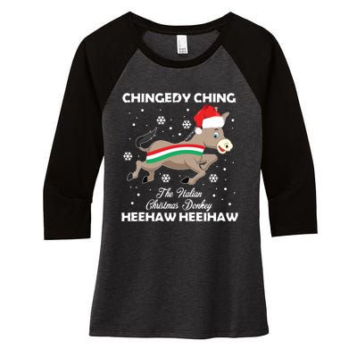 Dominick The Christmas Donkey Italian Donkey Women's Tri-Blend 3/4-Sleeve Raglan Shirt