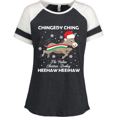 Dominick The Christmas Donkey Italian Donkey Enza Ladies Jersey Colorblock Tee