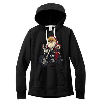 Donald Trump Christmas Biker Motorbike Funny Santa Women's Fleece Hoodie