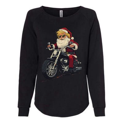 Donald Trump Christmas Biker Motorbike Funny Santa Womens California Wash Sweatshirt