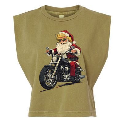 Donald Trump Christmas Biker Motorbike Funny Santa Garment-Dyed Women's Muscle Tee