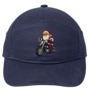 Donald Trump Christmas Biker Motorbike Funny Santa 7-Panel Snapback Hat