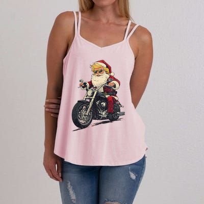 Donald Trump Christmas Biker Motorbike Funny Santa Women's Strappy Tank