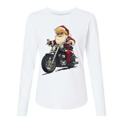 Donald Trump Christmas Biker Motorbike Funny Santa Womens Cotton Relaxed Long Sleeve T-Shirt