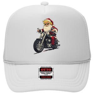 Donald Trump Christmas Biker Motorbike Funny Santa High Crown Mesh Back Trucker Hat