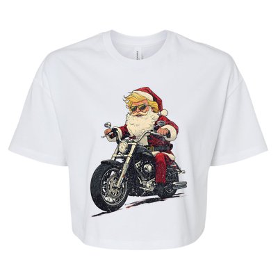 Donald Trump Christmas Biker Motorbike Funny Santa Bella+Canvas Jersey Crop Tee