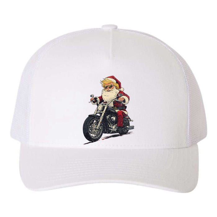 Donald Trump Christmas Biker Motorbike Funny Santa Yupoong Adult 5-Panel Trucker Hat