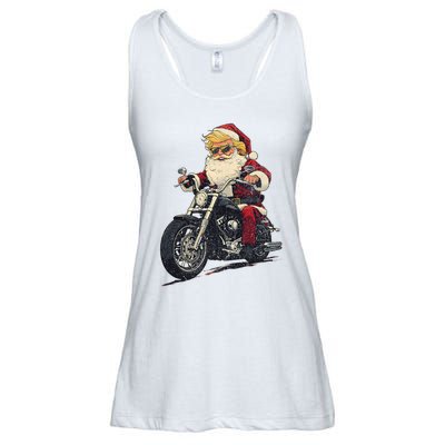 Donald Trump Christmas Biker Motorbike Funny Santa Ladies Essential Flowy Tank