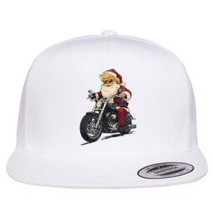 Donald Trump Christmas Biker Motorbike Funny Santa Flat Bill Trucker Hat