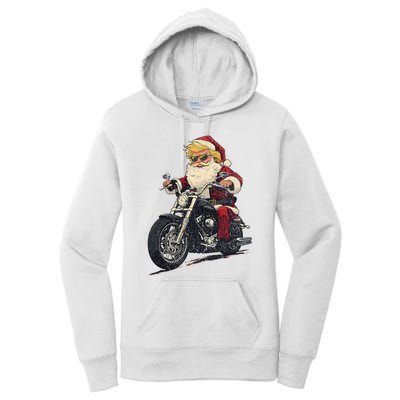 Donald Trump Christmas Biker Motorbike Funny Santa Women's Pullover Hoodie