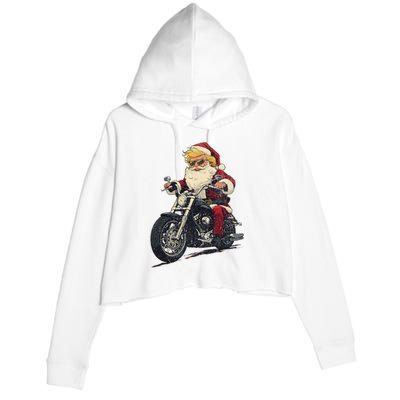 Donald Trump Christmas Biker Motorbike Funny Santa Crop Fleece Hoodie