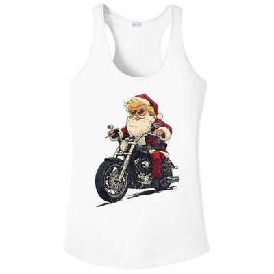 Donald Trump Christmas Biker Motorbike Funny Santa Ladies PosiCharge Competitor Racerback Tank