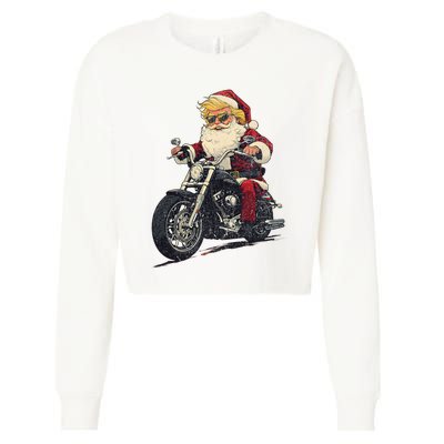 Donald Trump Christmas Biker Motorbike Funny Santa Cropped Pullover Crew