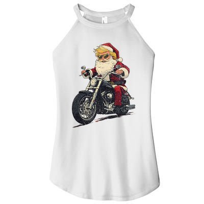 Donald Trump Christmas Biker Motorbike Funny Santa Women's Perfect Tri Rocker Tank