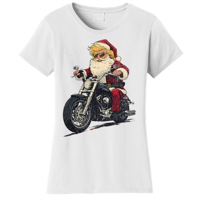 Donald Trump Christmas Biker Motorbike Funny Santa Women's T-Shirt