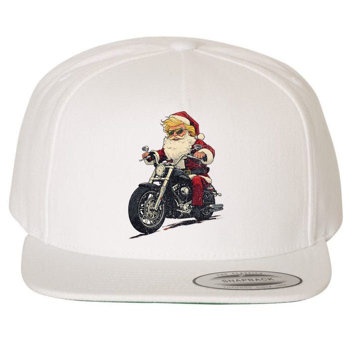 Donald Trump Christmas Biker Motorbike Funny Santa Wool Snapback Cap