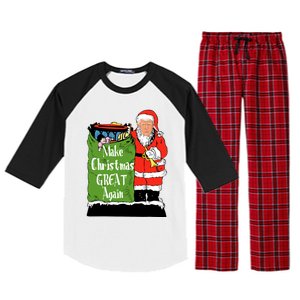 Donald Trump Christmas Great Again Xmas Holiday Raglan Sleeve Pajama Set