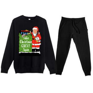 Donald Trump Christmas Great Again Xmas Holiday Premium Crewneck Sweatsuit Set