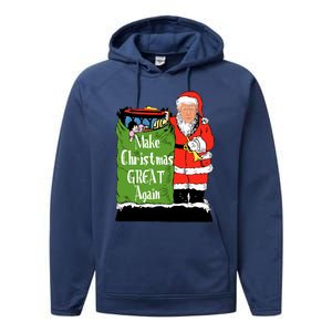 Donald Trump Christmas Great Again Xmas Holiday Performance Fleece Hoodie