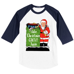 Donald Trump Christmas Great Again Xmas Holiday Baseball Sleeve Shirt