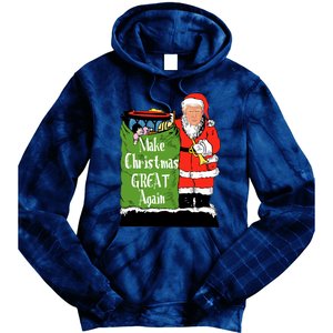 Donald Trump Christmas Great Again Xmas Holiday Tie Dye Hoodie