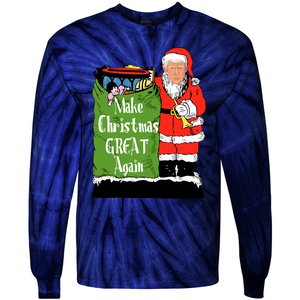 Donald Trump Christmas Great Again Xmas Holiday Tie-Dye Long Sleeve Shirt