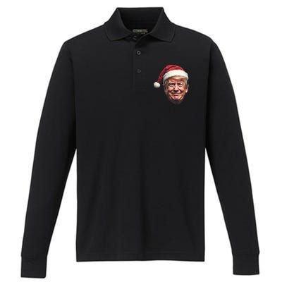 Donald Trump Christmas Funny Maga Santa Hat Gift Performance Long Sleeve Polo