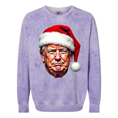 Donald Trump Christmas Funny Maga Santa Hat Funny Gift Colorblast Crewneck Sweatshirt