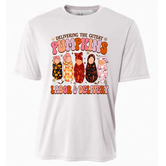 Delivering The Cutest Pumpkins Labor & Delivery Nurse Fall Cooling Performance Crew T-Shirt