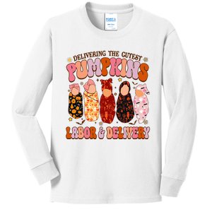 Delivering The Cutest Pumpkins Labor & Delivery Nurse Fall Kids Long Sleeve Shirt