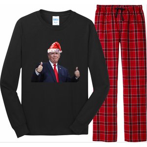 Donald Trump Christmas Funny President 47 Trump Santa Hat Gift Long Sleeve Pajama Set