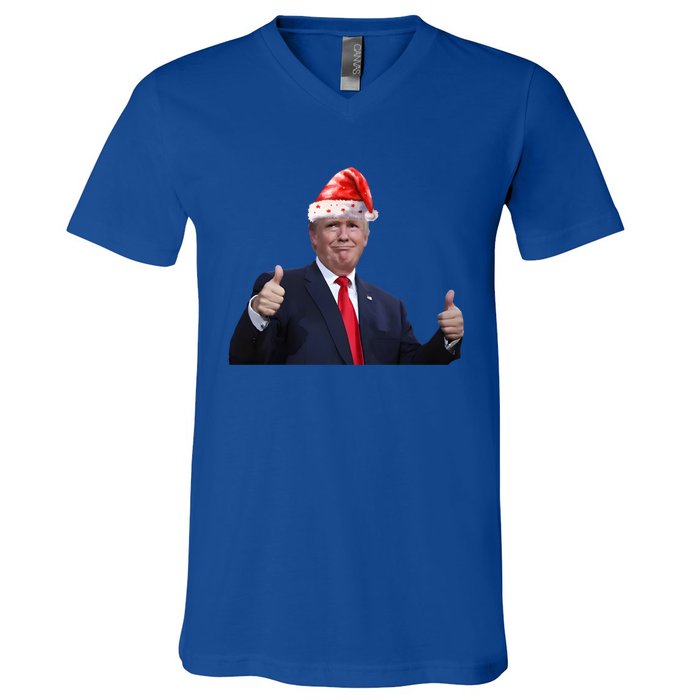 Donald Trump Christmas Funny President 47 Trump Santa Hat Gift V-Neck T-Shirt